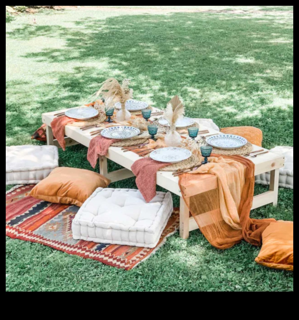 Puteți sugera Sfaturi pentru decorarea unui loc de picnic în aer liber cu vibrații Boho?